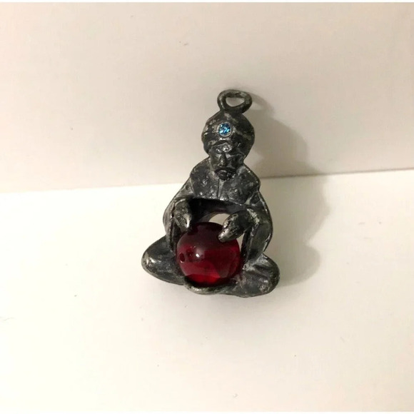 Vintage Fortune Teller Pendant Charm Crystal Ball 1 Inch Size - Picture 2 of 12
